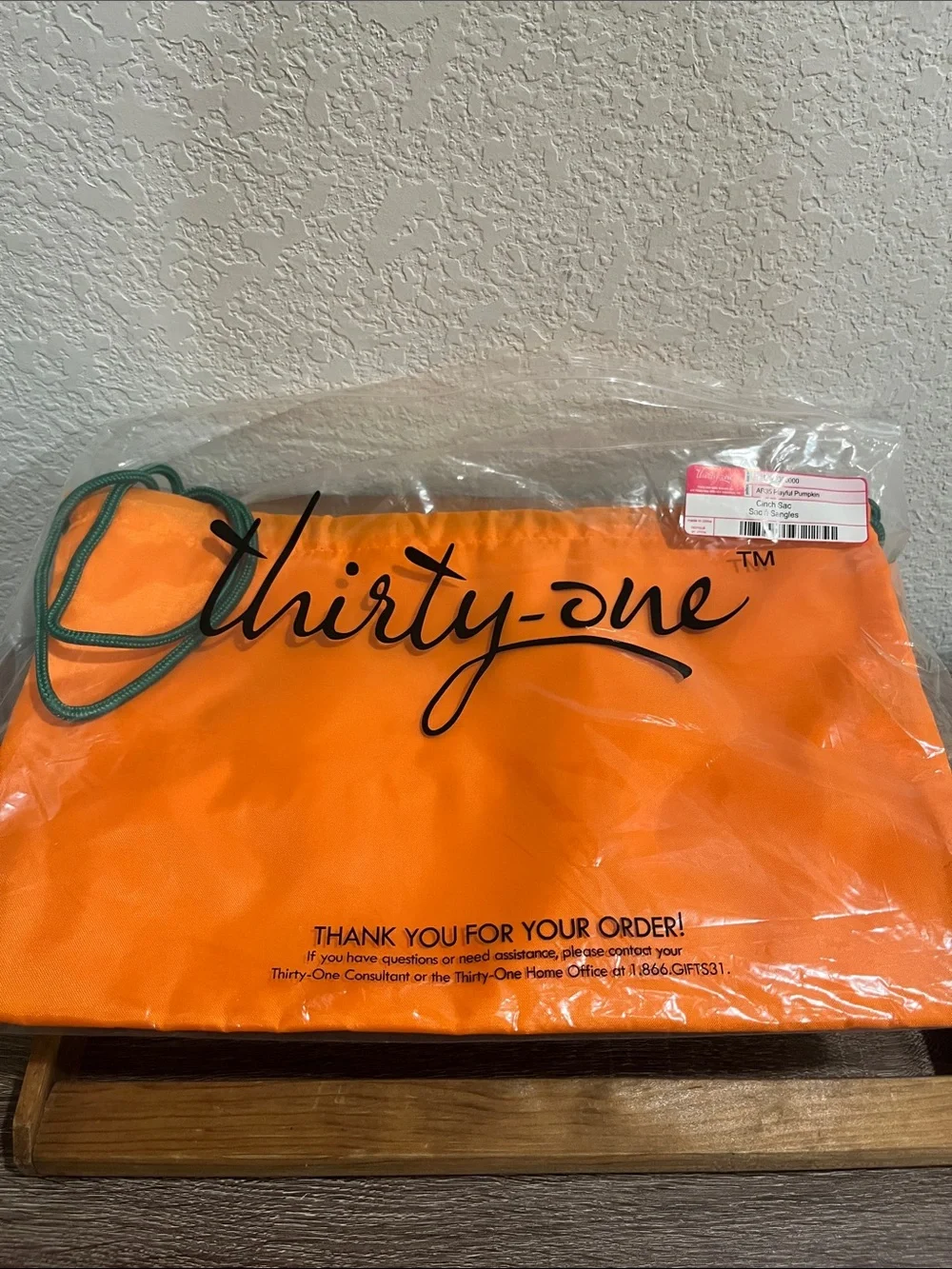 Thirty-one Cinch Sac Orange Pumpkin Face Drawstring Backpack
